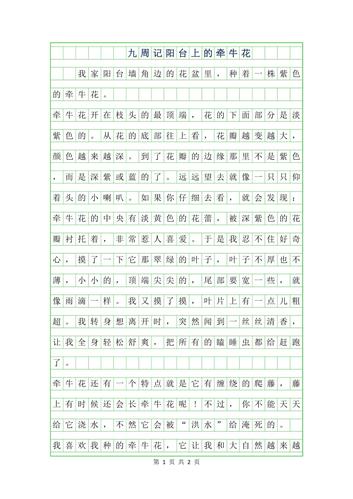 九年级周记300字-阳台上的牵牛花