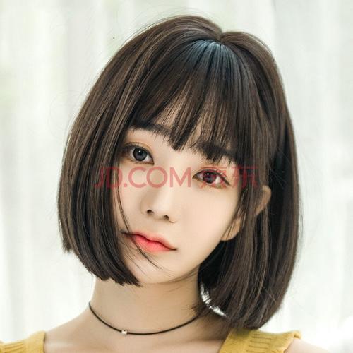 bybrana 假发女短发bobo学生圆脸修脸波波头日系发型自然少女黑色全