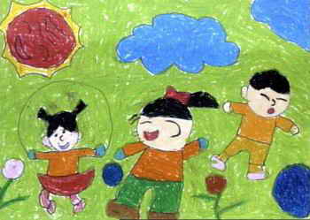 《一起游戏真开心》儿童画图片