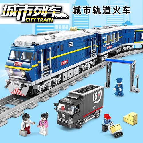 开智电动积木火车乐高拼装玩具系列复兴和谐号东风高铁轨道列车