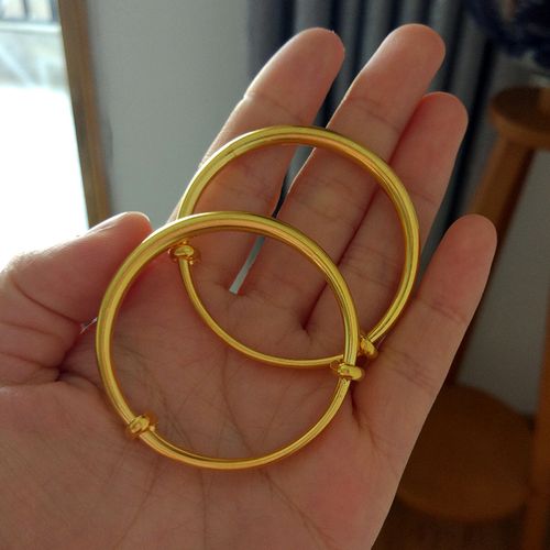 宝宝金手镯 纯金包银手镯儿童小镯子满月套装男女婴儿