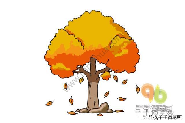 秋天落叶景色简笔画