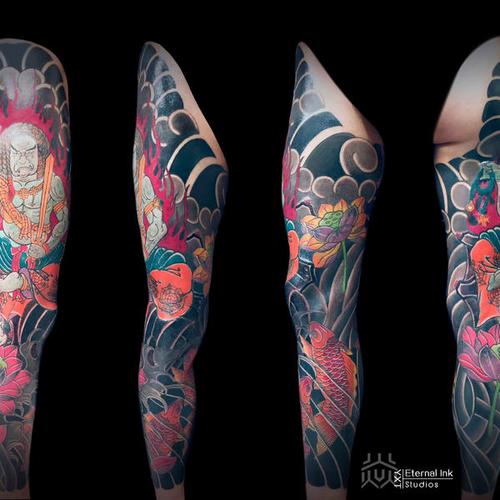 不动明王花腿,总用时58个小时_纹身吧社区 - 纹身大咖