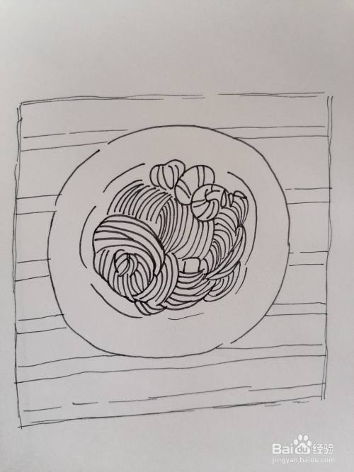 意大利面黑白绘怎么画