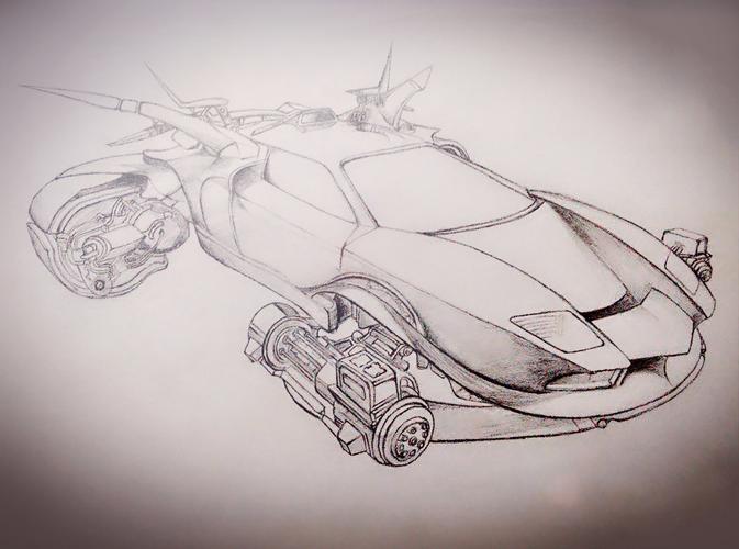 素描科幻汽车画