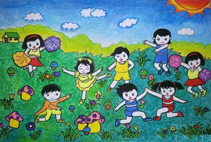 阳光下成长绘画作品 一年级阳光成长绘画图片_阳光下成长的画一等奖