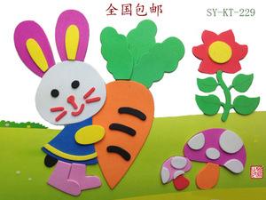 思语免剪模板布贴画diy布艺画材料包幼儿园亲子手工活动-小白兔