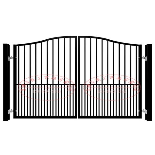 工厂,小区铁艺大门 波浪形顶部设计的双开铁门