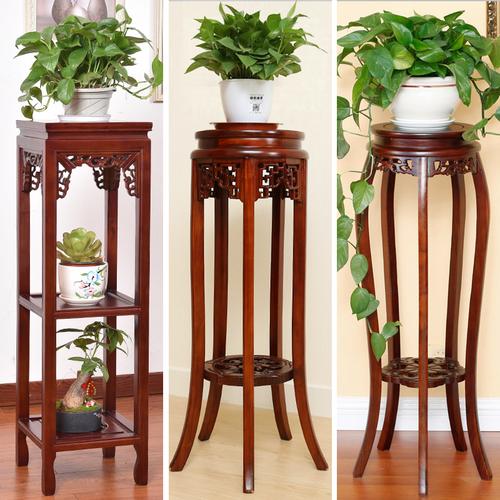 室内木质花架实木中式客厅花架子花盆凳单个落地式仿古置物架家用