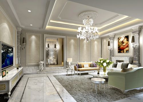 欧式客厅吊顶装修效果图 头顶上的富贵奢华