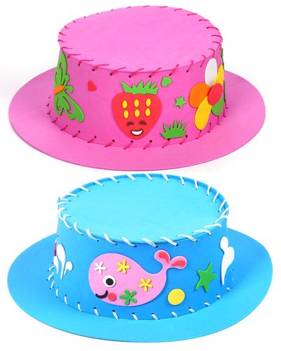 eva帽子儿童手工diy制作立体粘贴画创意缝制益智玩具幼儿园材料包