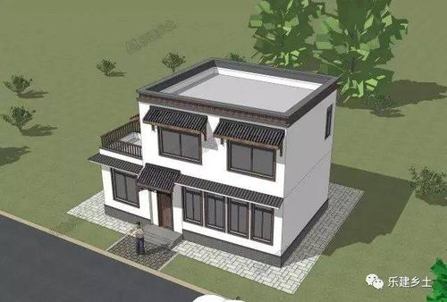 3万 别墅采用平屋顶,搭配女儿墙造型,与底部勒角相呼应,有始有终,更显