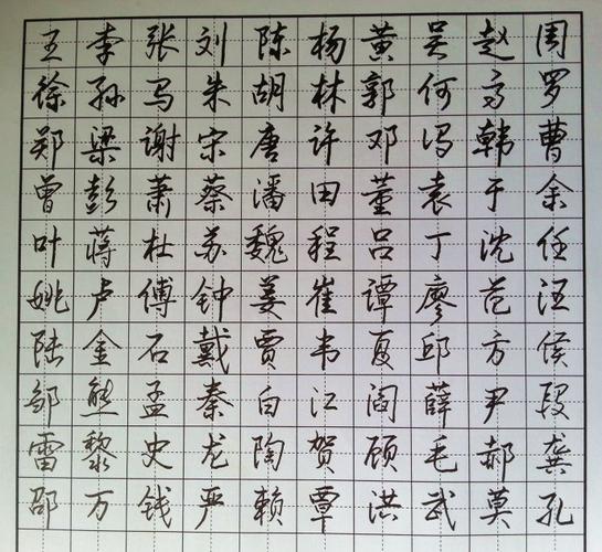 硬笔书法课堂作业:新百家姓(2013年版)临摹