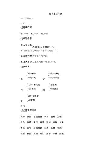 人教部编版六年级语文上册第四单元知识点小结