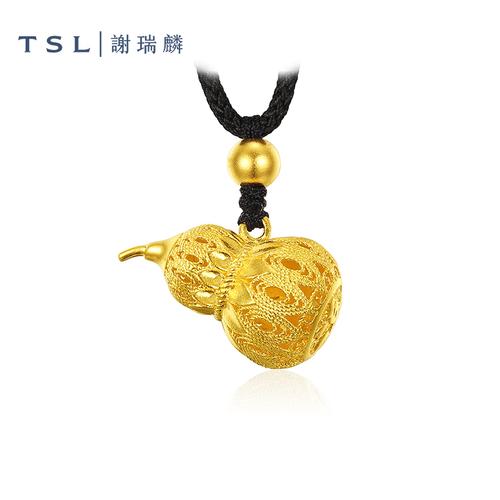 tsl谢瑞麟古法金系列黄金吊坠花丝葫芦足金挂坠福禄项