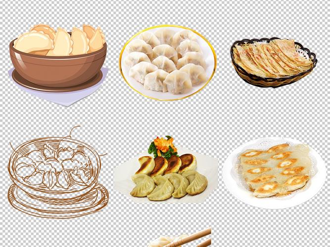 中国传统美食早餐早点锅贴饺子免扣背景图片