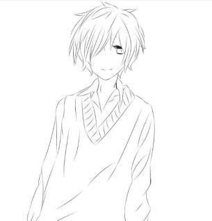 动漫帅气男生简笔画