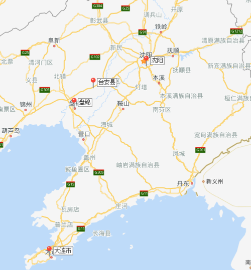 从台安县去大连,去沈阳和盘锦各接一人怎么走顺道