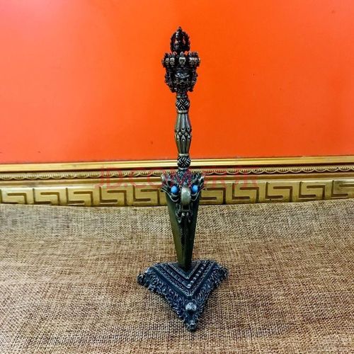 秽迹金刚杵藏传佛教密宗法器金刚橛仿古铜普巴杵大号带底座sn1334