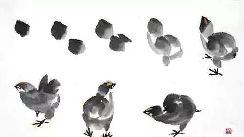 【国画教程】写意小鸡的画法,教你如何把鸡画活!