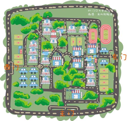 太原理工大学明向校区手绘地图|平面|图案|bro_mao