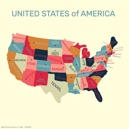 手绘美国地图背景矢量设计素材