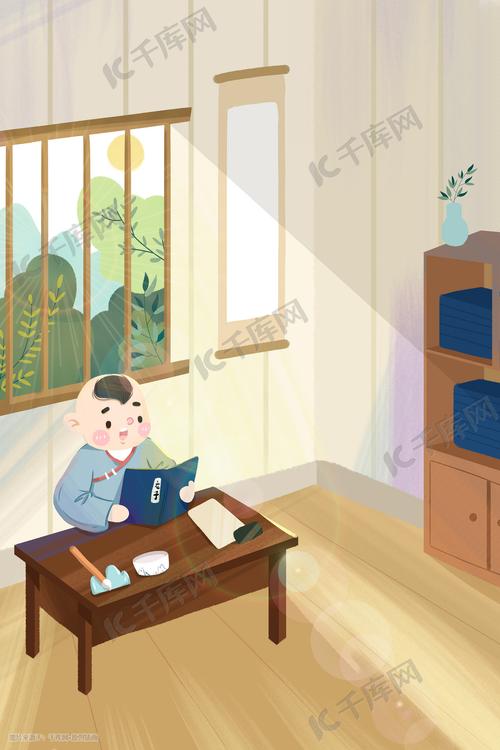 古风课堂学堂教室学生学习读书笔墨场景