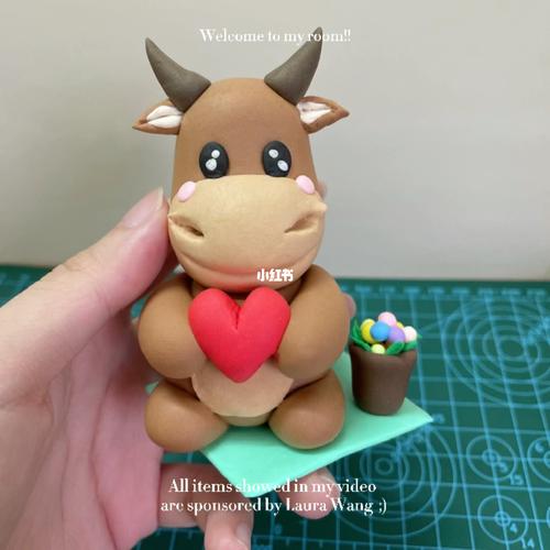 超轻黏土作品78‖牛年捏只牛90吧～_超轻黏土_粘土_吹风机_教程