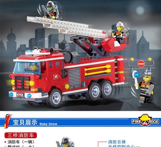 兼容乐高消防车 启蒙积木消防车救援队拼装城市系列玩具6-12岁儿童