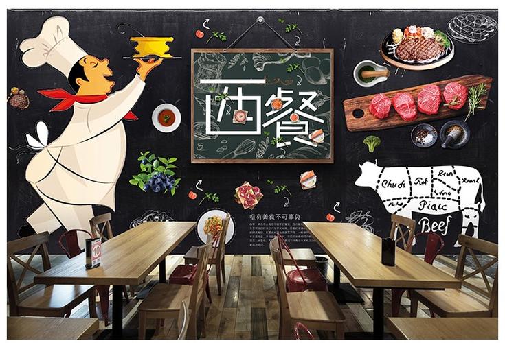 西餐厅牛排_墙纸火锅牛肉店小吃牛杂烤肉店3d无缝复古