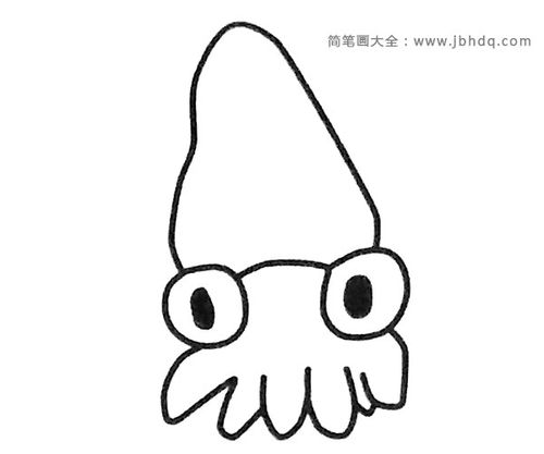 一组卡通鱿鱼简笔画图片