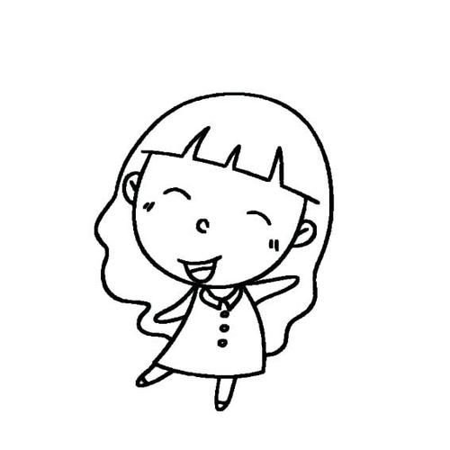 小女孩长头发的画法 - 育才简笔画