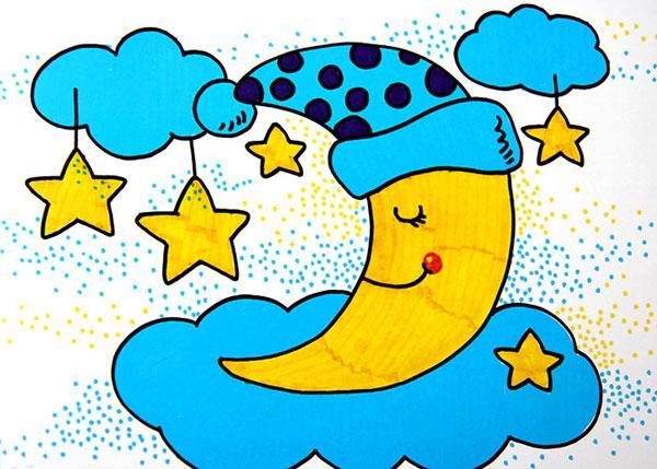 月亮-水彩画图集