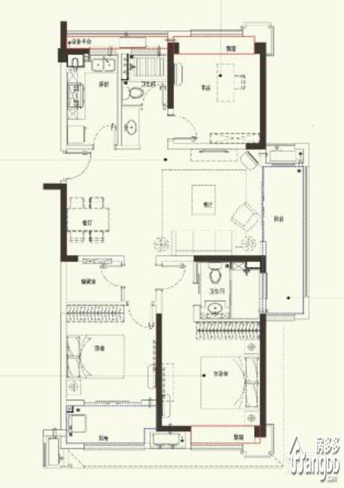 金皖御景兰庭3室2厅2卫户型图
