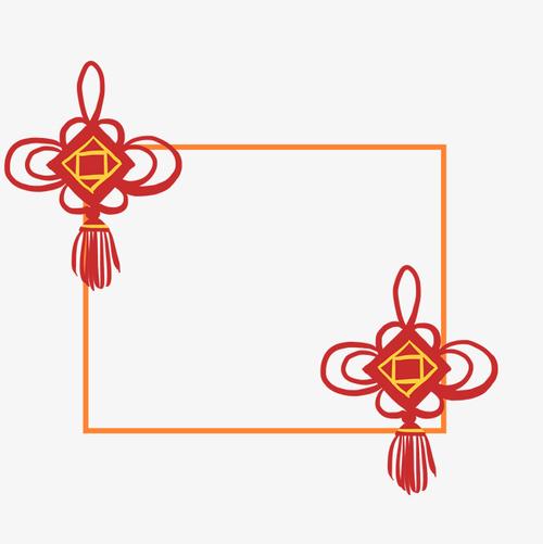 传统红色中国结挂件边框插画