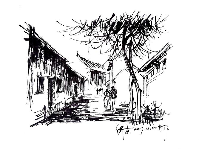 速写建筑阿王速写风景钢笔画