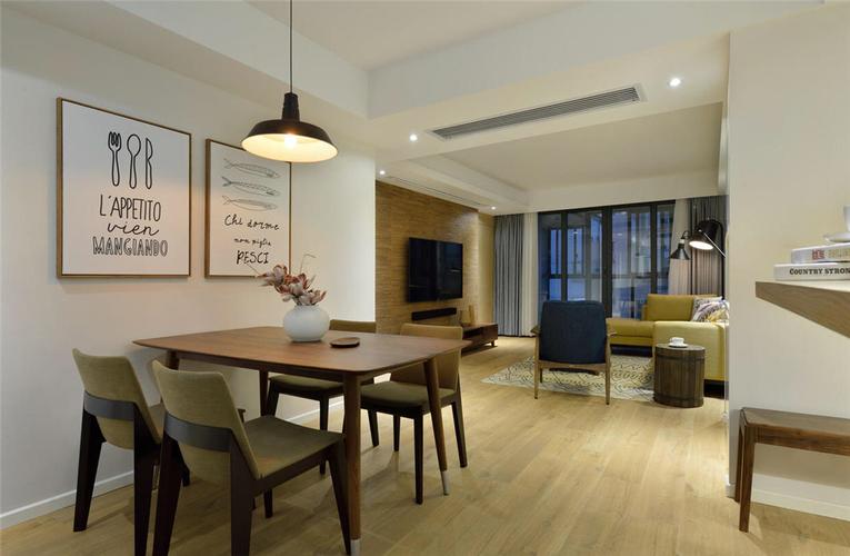 客厅餐厅一体装修效果图 家庭餐厅装修案例现代简约