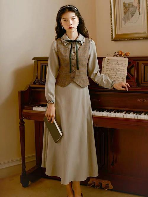 民国风女装套装裙复古高级感小洋装大小姐裙子马甲连衣裙两件套春