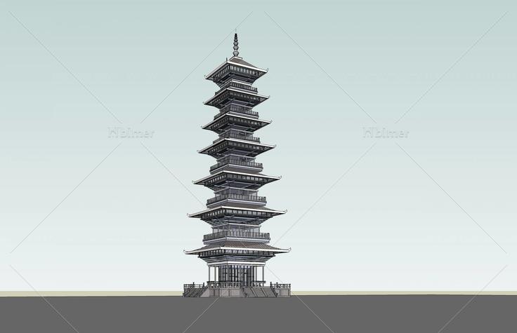四角现代塔(44116)su模型下载