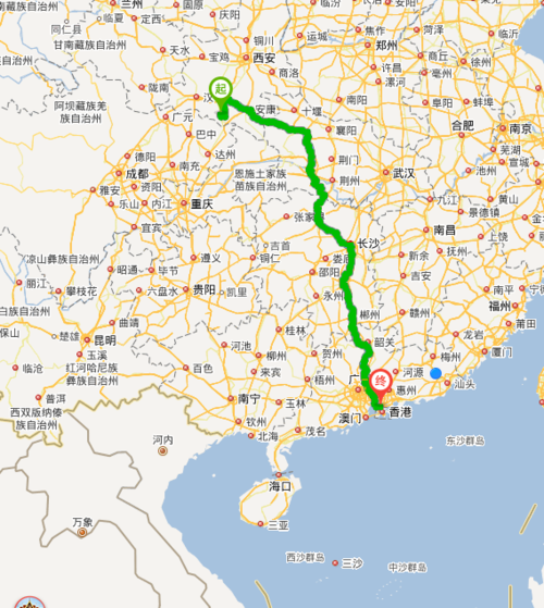 自驾镇巴到深圳国道路线地图导航