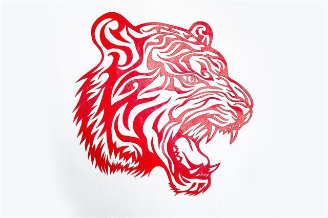 老虎剪纸迎新春