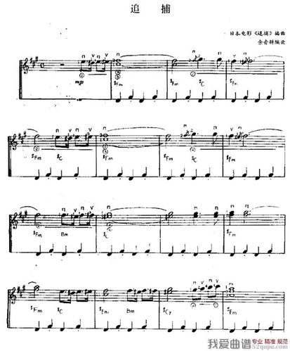 《追捕(同名日本电影插曲)》吉他谱