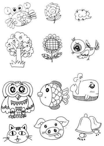 简笔画手帐素材小动物