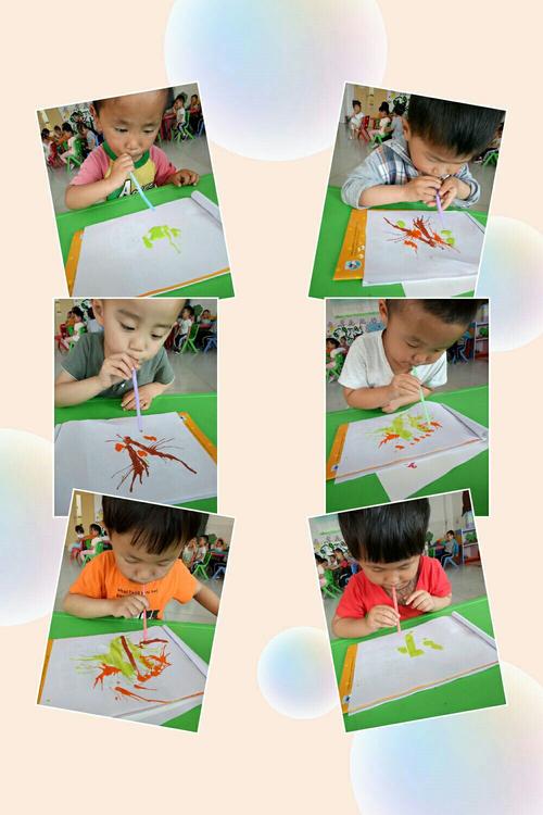 堂邑镇第二中心幼儿园小二班手工作品--吸管吹画
