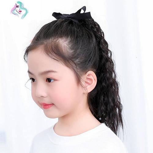 儿童假发嘻哈马尾女中长发卷发玉米须马尾玉米烫羊毛