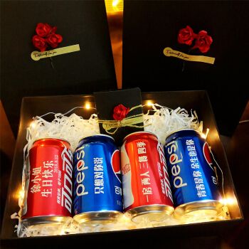 可口可乐2罐 百事可乐2罐 红玫瑰礼盒