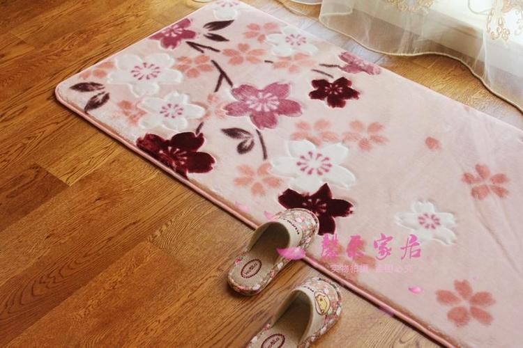 【馨采旗舰店】卧室粉色樱花客厅地毯 床边毯床前毯飘窗毯时尚可机洗