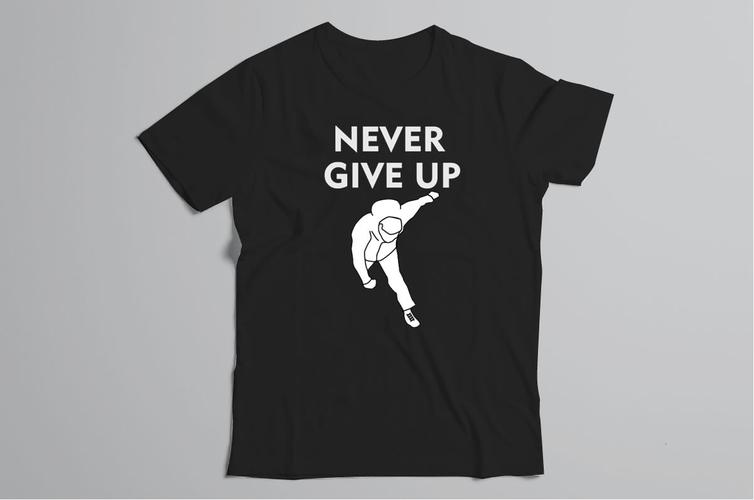 柯pnevergiveup跌倒t恤-黑色款