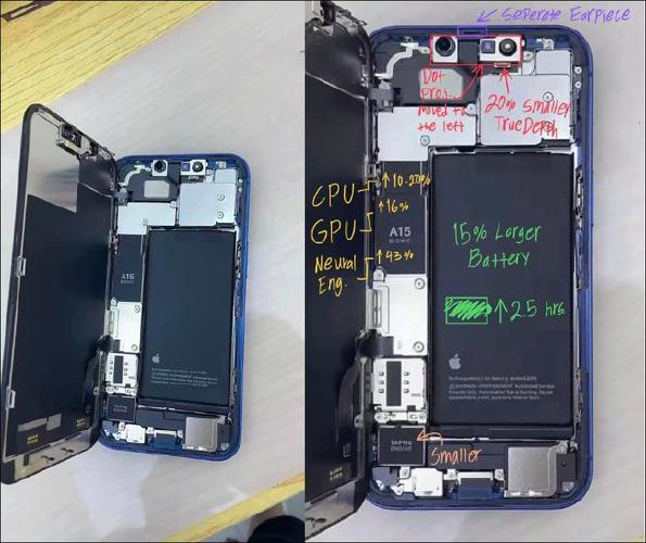 iphone13拆机照曝光与iphone12内部的差异肉眼可见