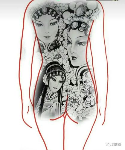 纹身手稿花旦纹身花旦素材手稿满背花旦精选图稿纹身图案344